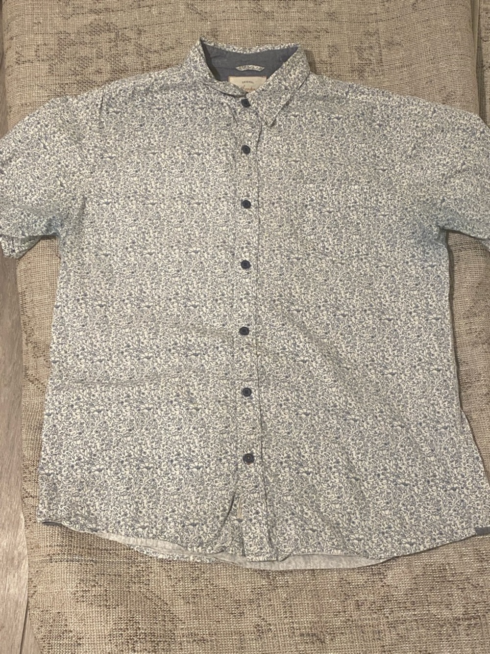 Weatherproof Men's Short-Sleeve Micro Floral Button-Down Shirt - Blue